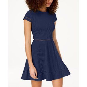 City Studios Juniors Short Sleeve Textured Fit And Flare Mini Dress Size 7 NWT